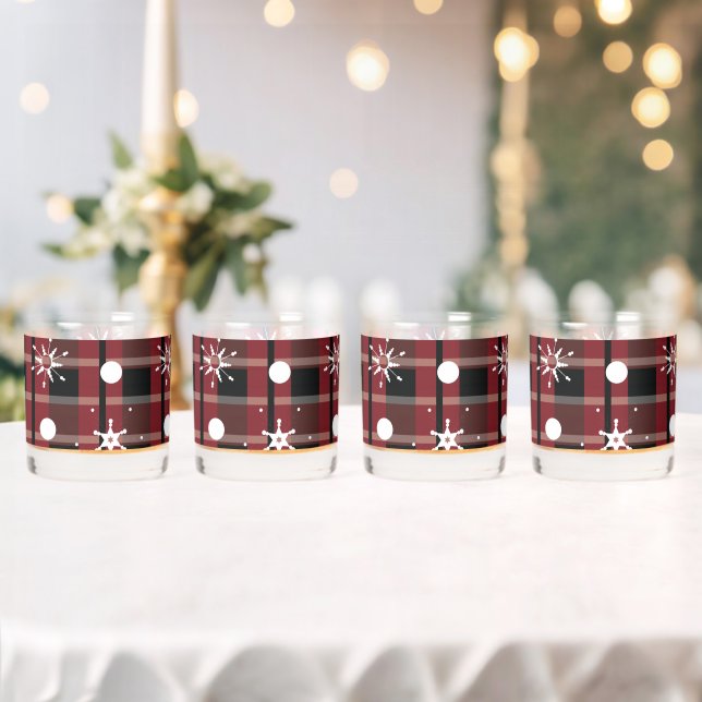 Schneeflocken Buffalo Pattern Urlaub Whiskyglas (Insitu (Hochzeit))