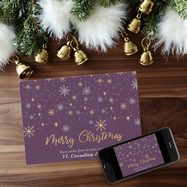 Schneeflocken Burgundy Frohe Weihnachtsgeschäft Feiertagskarte (Von Creator hochgeladen)