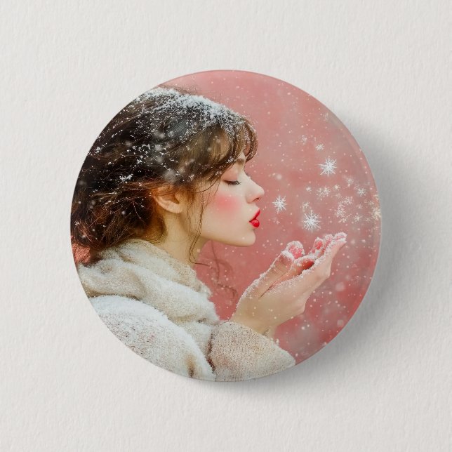 Schneeflocken Button (Vorderseite)