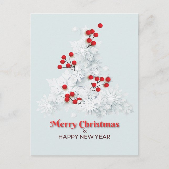 Schneeflocken-Christmasbaum Postkarte (Vorderseite)