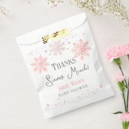 Schneeflocken Dank Schnee Muße Babydusche Rosa Geschenktütchen