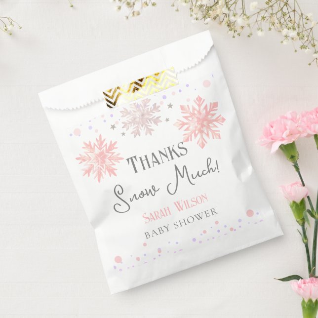 Schneeflocken Dank Schnee Muße Babydusche Rosa Geschenktütchen (Versiegelt)