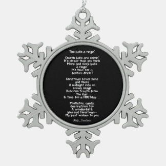Schneeflocken-Dekoration /Gedicht Schneeflocken Zinn-Ornament