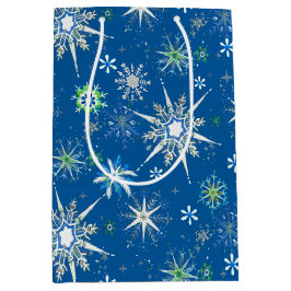 Schneeflocken der Mitte des Jahrhunderts im Überfl Mittlere Geschenktüte