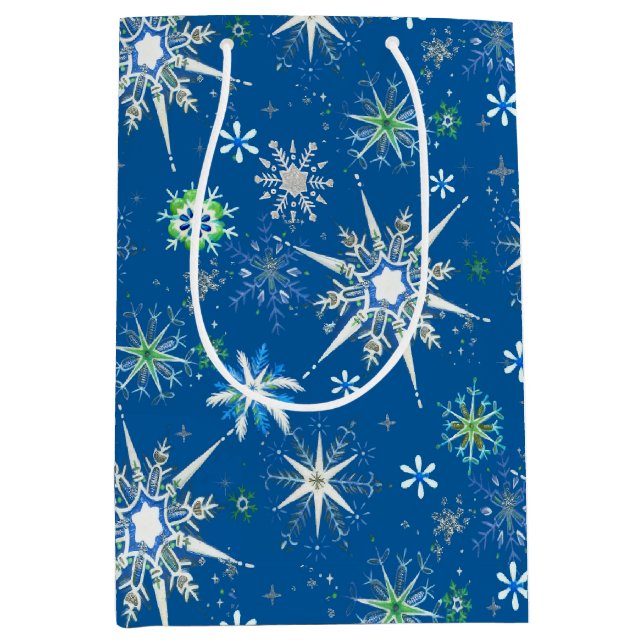 Schneeflocken der Mitte des Jahrhunderts im Überfl Mittlere Geschenktüte (Vorderseite)