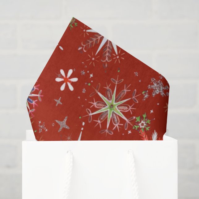 Schneeflocken der Mitte des Jahrhunderts im Überfl Seidenpapier (Geschenktüte)