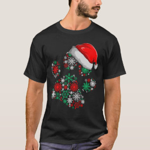 Schneeflocken Dog Paw Weihnachtsmannmütze Weihnach T-Shirt
