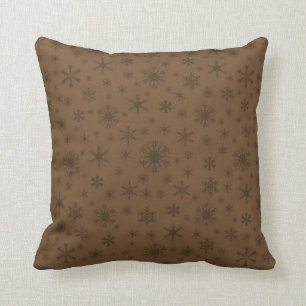Schneeflocken - dunkles Brown auf Brown Kissen