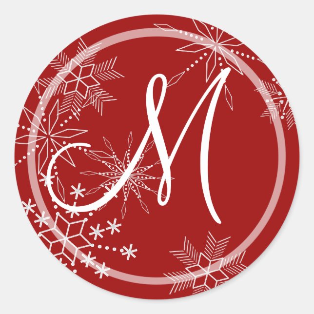 Schneeflocken Edelsteine Art/ Monogramm Runder Aufkleber (Vorderseite)