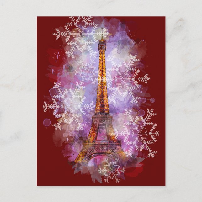 Schneeflocken Eiffelturm Paris Winter Weihnachten (Vorderseite)