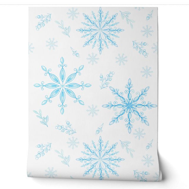 Schneeflocken Einzigartige Eiskristalle Tapete (Abrollen)