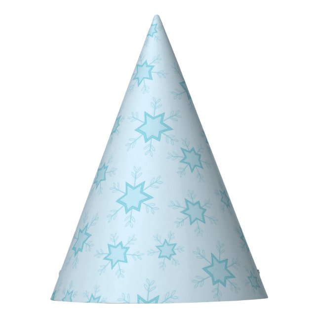 Schneeflocken, Eisblau, Eisschneeflocken, Schnee Partyhütchen (Vorderseite)