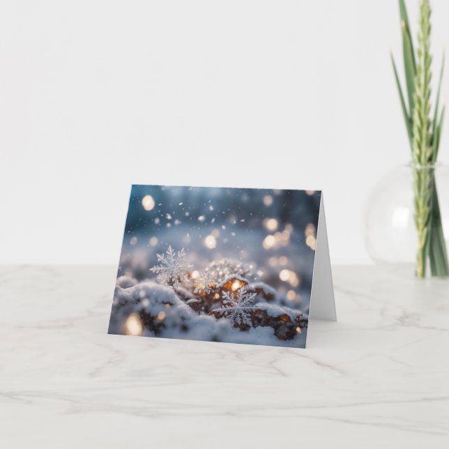 Schneeflocken-Eiskristalle fallen Weihnachten Karte (Vorderseite)