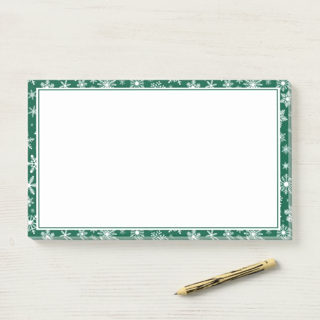 Schneeflocken - Eleganter Winter Post-it Klebezettel (Auf Schreibtisch)