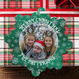 Schneeflocken Family Foto Grünbuch Ornament Card