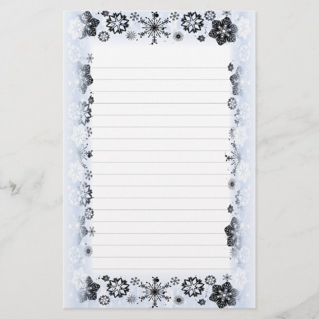 Schneeflocken fassen gezeichnetes Schreibpapier Briefpapier (Vorderseite)