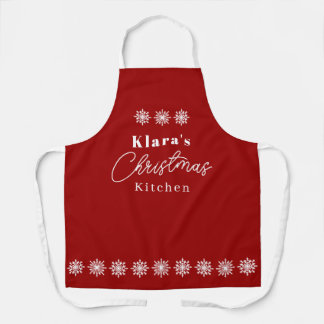 Schneeflocken Festlicher Weihnachtsname Küche Rot Schürze