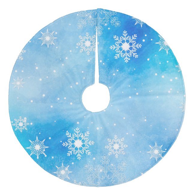 Schneeflocken Fleece Weihnachtsbaumdecke (Vorderseite)