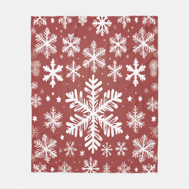 Schneeflocken Fleecedecke (Vorderseite)