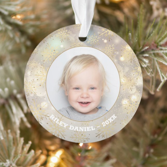 Schneeflocken-Foto Acrylic Ornament (Baum)