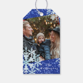 Schneeflocken Foto Blau Geschenkanhänger