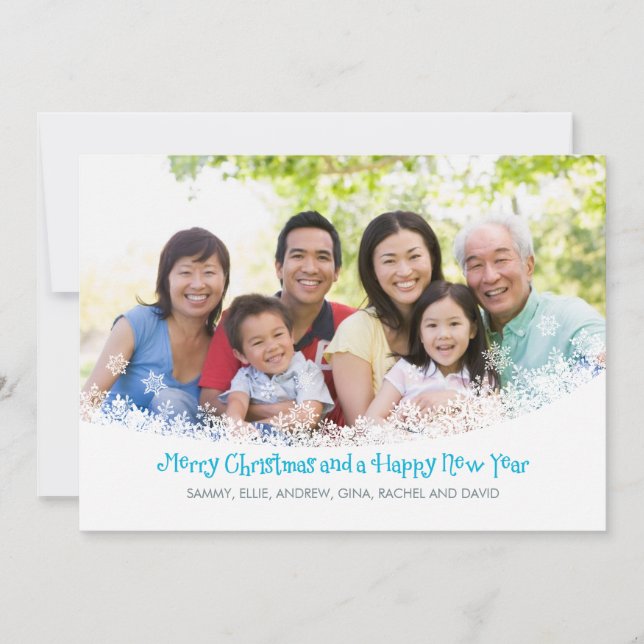 Schneeflocken-Foto Feiertagskarte (Vorderseite)