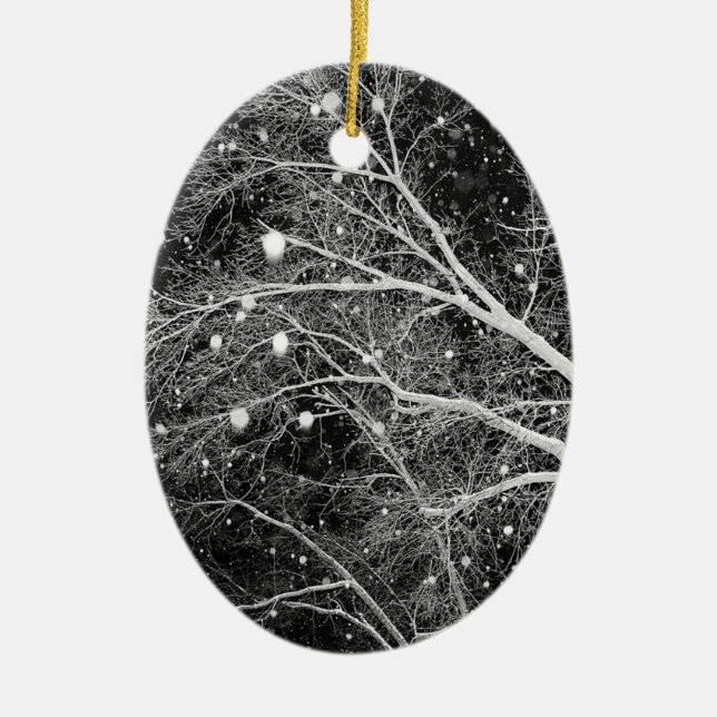 Schneeflocken Foto Weihnachtsbaum Sake Dekoratione Keramikornament (Vorne)