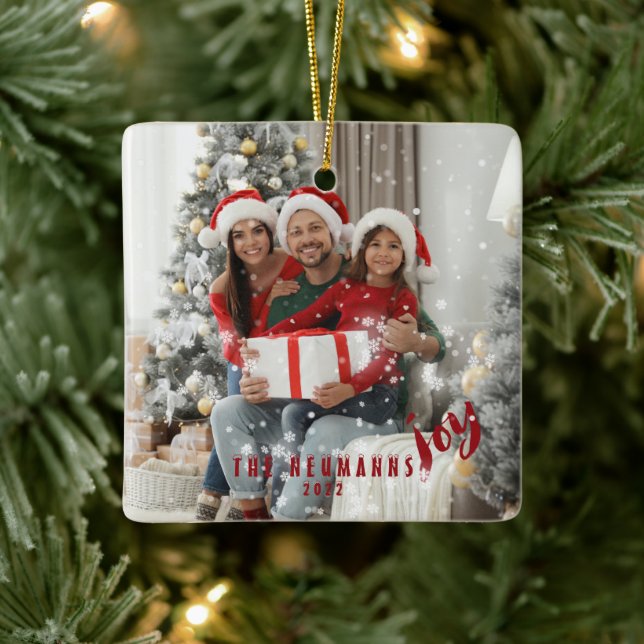 Schneeflocken Freuen Sie sich auf Foto Keramik ode Keramikornament (Baum)