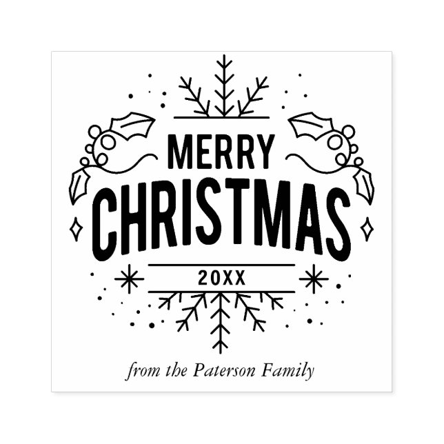 Schneeflocken "Frohe Weihnachten" Gummistempel (Prägung)