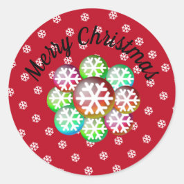 Schneeflocken Frohe Weihnachts-Klassik-Round-Stick Runder Aufkleber