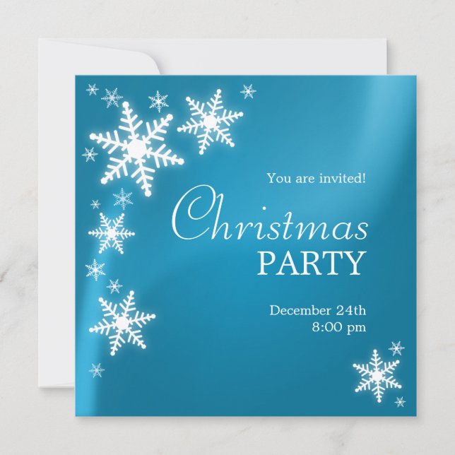 Schneeflocken Frozen Blau Weihnachten Party Einlad Einladung (Vorderseite)