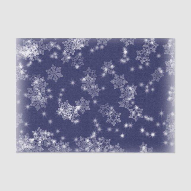 Schneeflocken gegen einen nächtlichen Himmel Seidenpapier (Vorderseite)