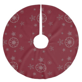 Schneeflocken Glitzern Glitzer Roter Weihnachtssch Polyester Weihnachtsbaumdecke