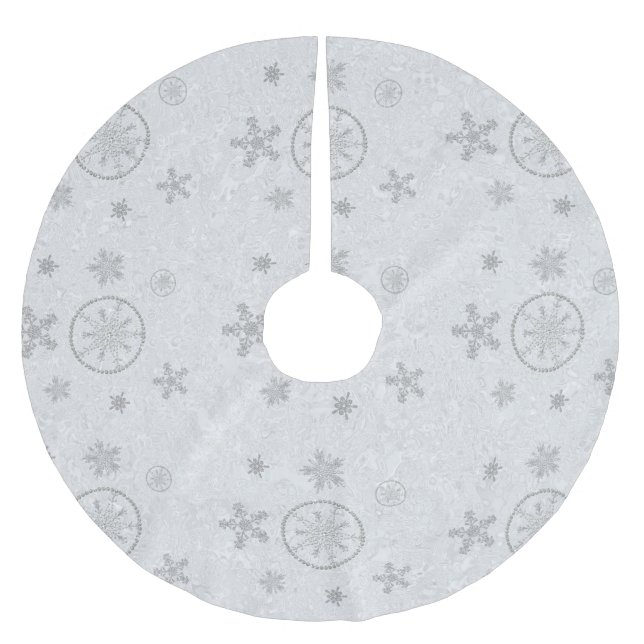 Schneeflocken Glitzern Glitzer Weißer Weihnachtssc Polyester Weihnachtsbaumdecke (Vorderseite)