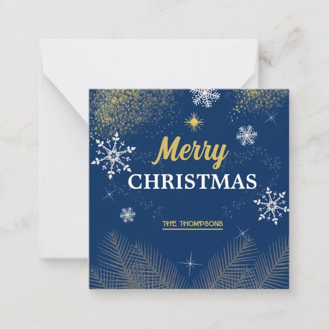 Schneeflocken Gold Glitzer frohe Weihnachten Mitteilungskarte (Vorderseite)