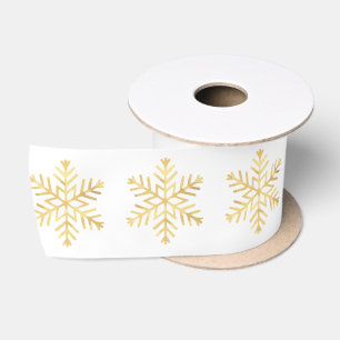 Schneeflocken Gold Weihnachtsmuster Satinband