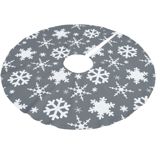 Schneeflocken grau polyester weihnachtsbaumdecke (Schrägansicht)