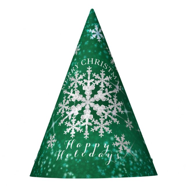 Schneeflocken grün weiß partyhütchen (Vorderseite)