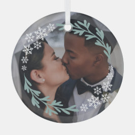 Schneeflocken & Grüne Weinkeller Ihr Foto Ornament Aus Glas