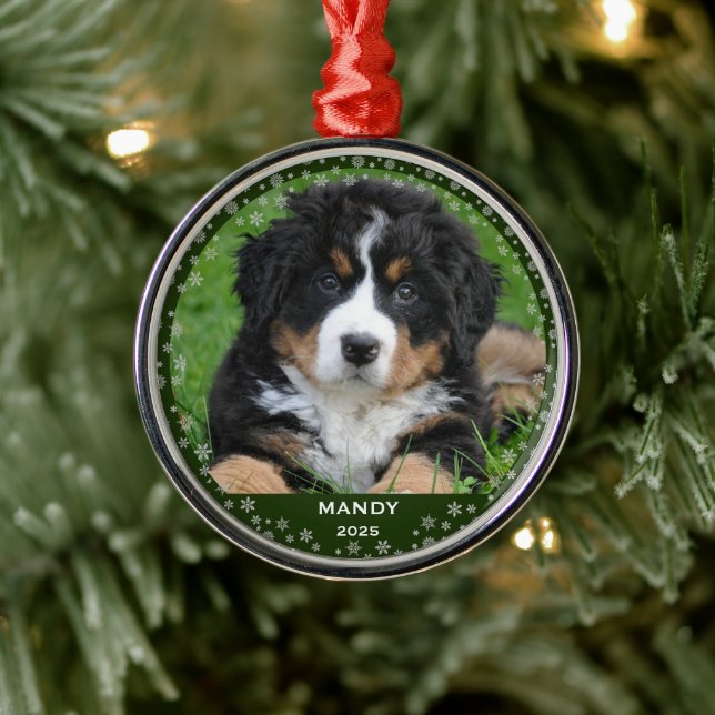 Schneeflocken Haustiername Foto Weihnachten Ornament Aus Metall (Baum)