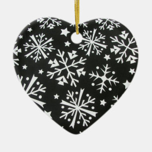 Schneeflocken-Herz-Ornament Keramik Ornament
