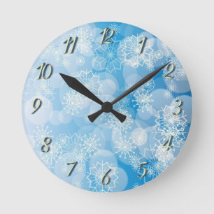Schneeflocken Hintergrund Runde Wanduhr