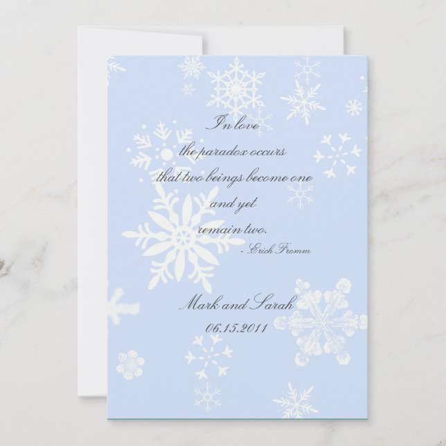 Schneeflocken Hochzeit 2 Einladung (Vorderseite)