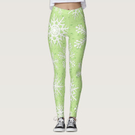 Schneeflocken im Grün Leggings