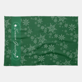 Schneeflocken im grünen Hintergrund Geschirrtuch
