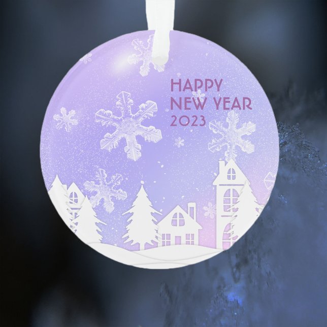 Schneeflocken im lila Weißen Haus Weihnachten - Ne Ornament (Von Creator hochgeladen)