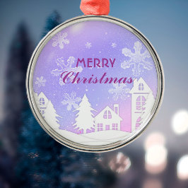 Schneeflocken im lila Weißen Haus Weihnachten - Ne Ornament Aus Metall