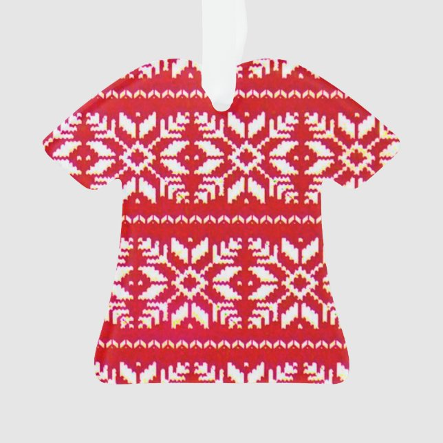 Schneeflocken im nordischen Muster hässlich Weihna Ornament (Vorderseite)