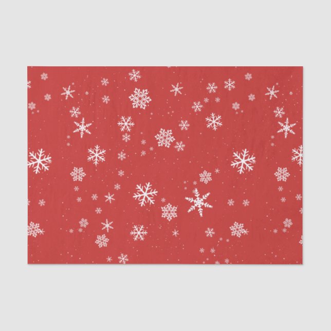 Schneeflocken im Roten Winter Weihnachten Urlaub Seidenpapier (Vorderseite)