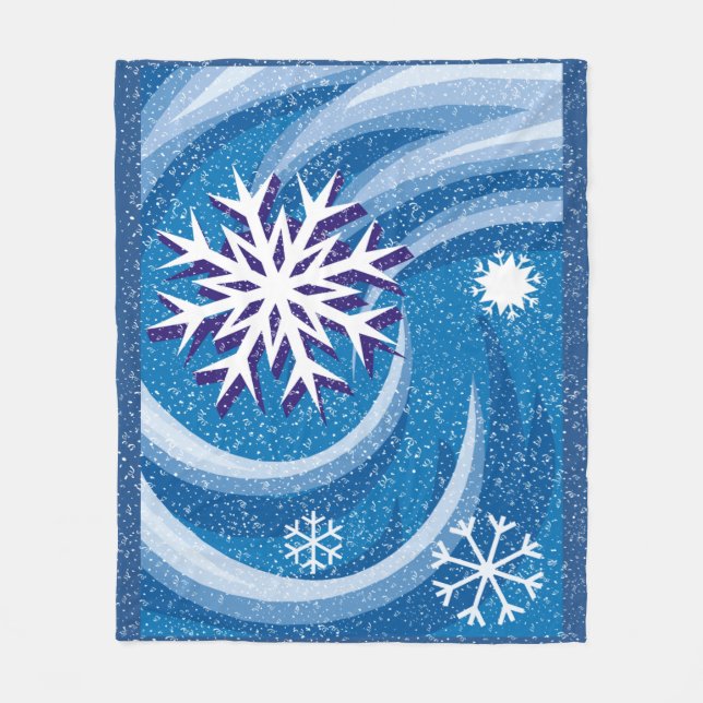 Schneeflocken im Wind - Fleecedecke (Vorderseite)